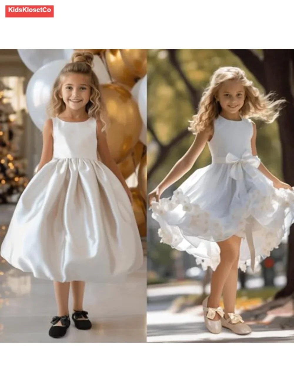 Toddler Girls Bow Mary Jane Ballet Flats with Hook and Loop Straps